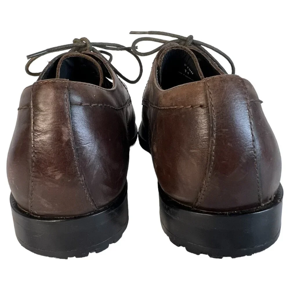Mens Aston Grey Brown Leather Dress Shoes Oxford Size 11 Tie Lace Up Rubber Sole